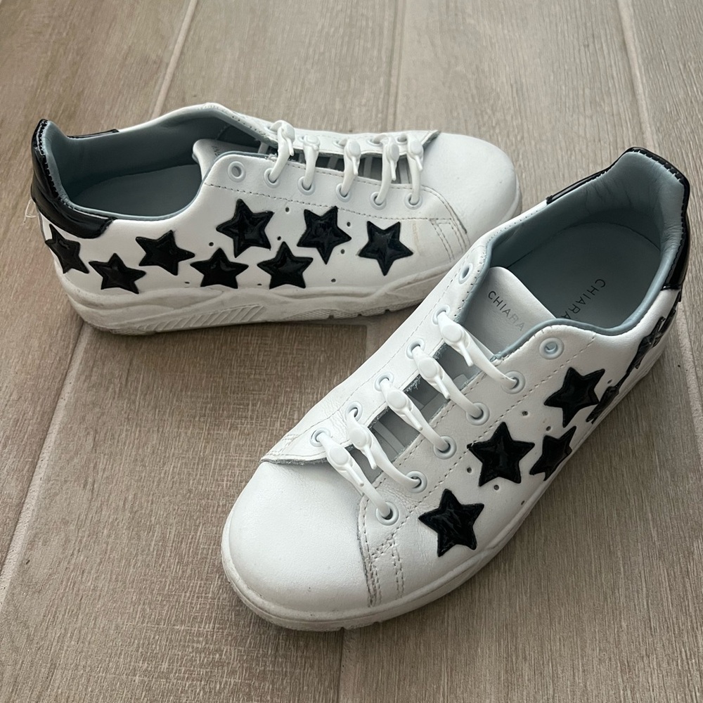 Chiara Ferragni White and Black Star Sneakers